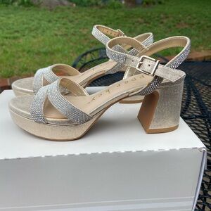 Women's Gold Strappy Heels